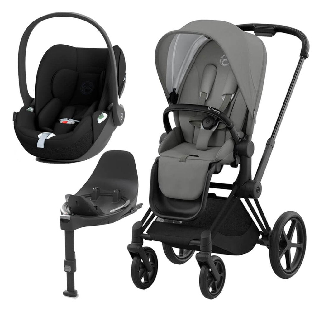 Bambinista-CYBEX-Travel-CYBEX Priam Conscious Collection Travel System with Cloud T and Base - Pearl Grey (New Generation 2023)