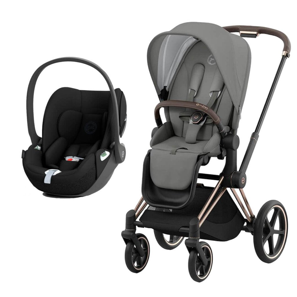 Bambinista-CYBEX-Travel-CYBEX Priam Conscious Collection Travel System with Cloud T and Base - Pearl Grey (New Generation 2023)