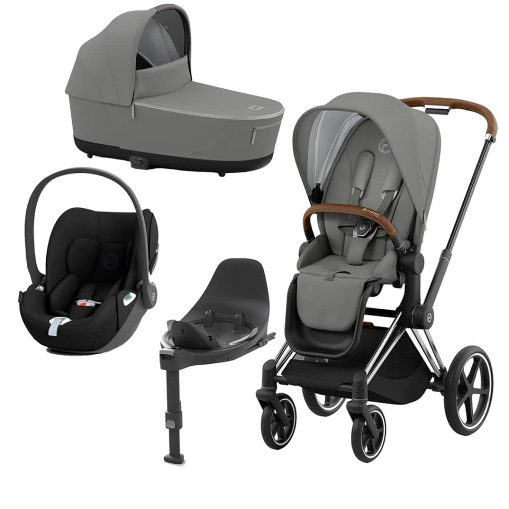 Bambinista-CYBEX-Travel-CYBEX Priam Conscious Collection Travel System with Cloud T and Base - Pearl Grey (New Generation 2023)