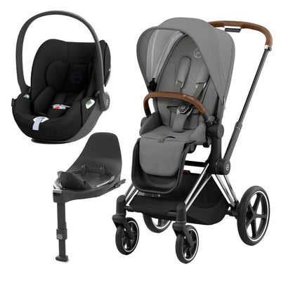 Bambinista-CYBEX-Travel-CYBEX Priam Conscious Collection Travel System with Cloud T and Base - Pearl Grey (New Generation 2023)