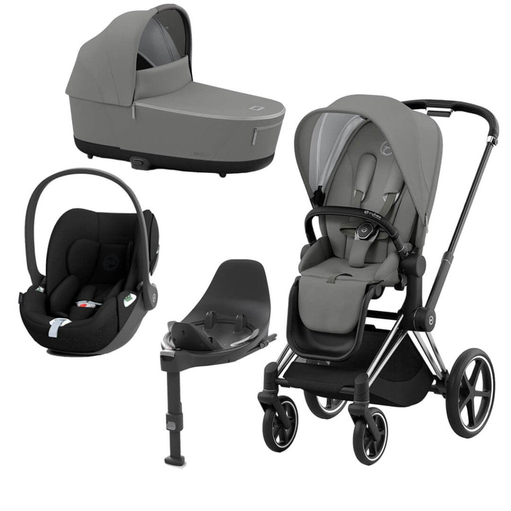 Bambinista-CYBEX-Travel-CYBEX Priam Conscious Collection Travel System with Cloud T and Base - Pearl Grey (New Generation 2023)