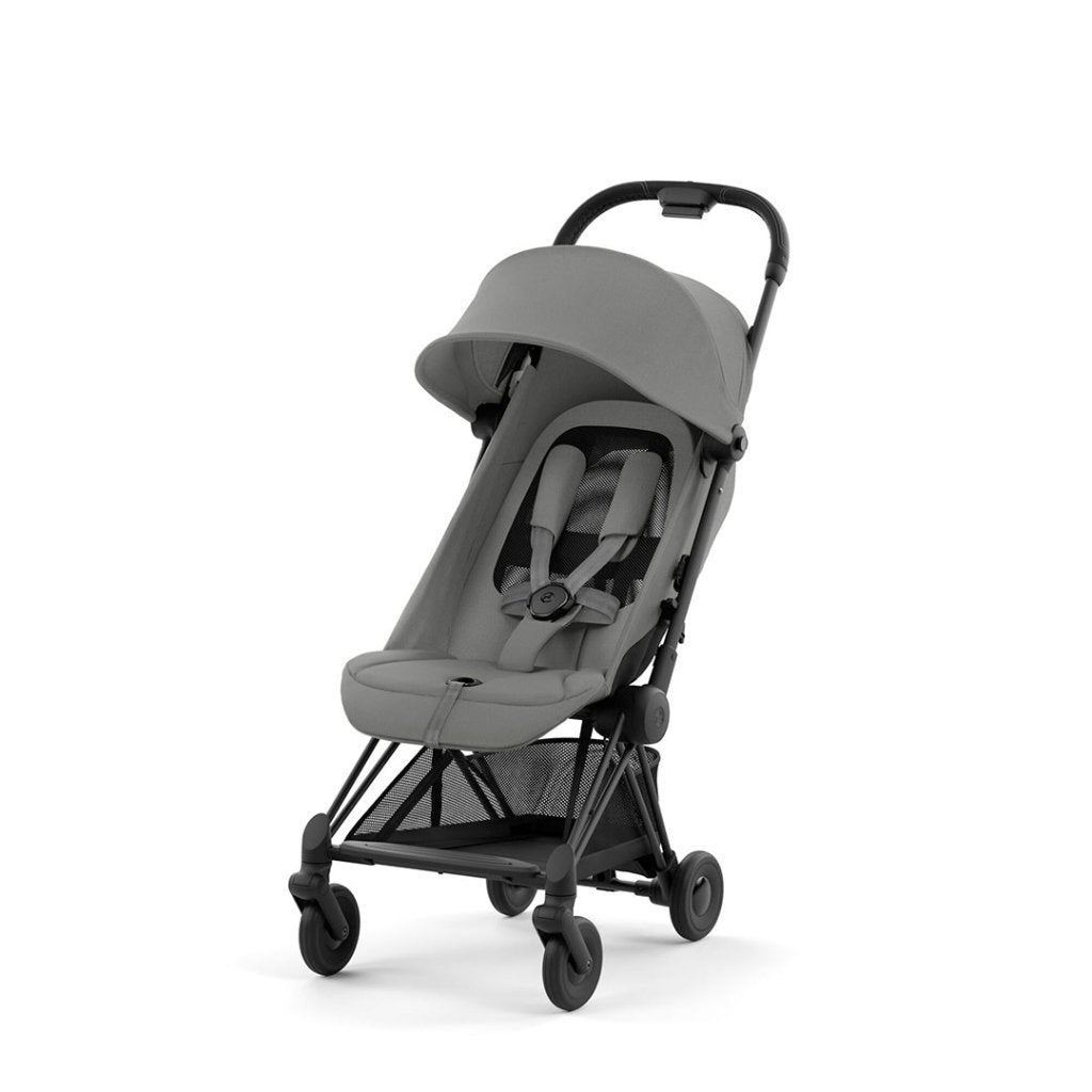 Bambinista-CYBEX-Travel-NEW CYBEX COYA Ultra-compact Pushchair with Matt Black Frame - Mirage Grey