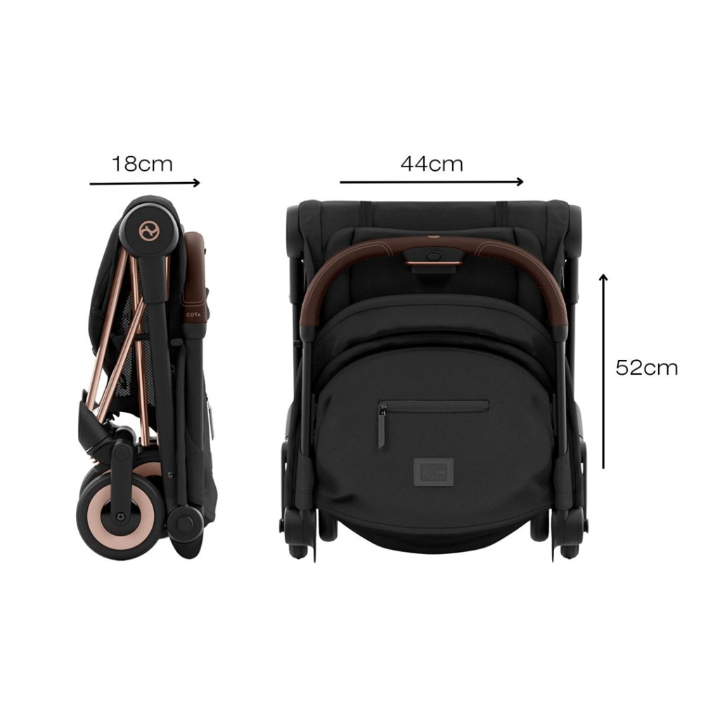 Bambinista-CYBEX-Travel-NEW CYBEX COYA Ultra-compact Pushchair with Rosegold Frame - Leaf Green