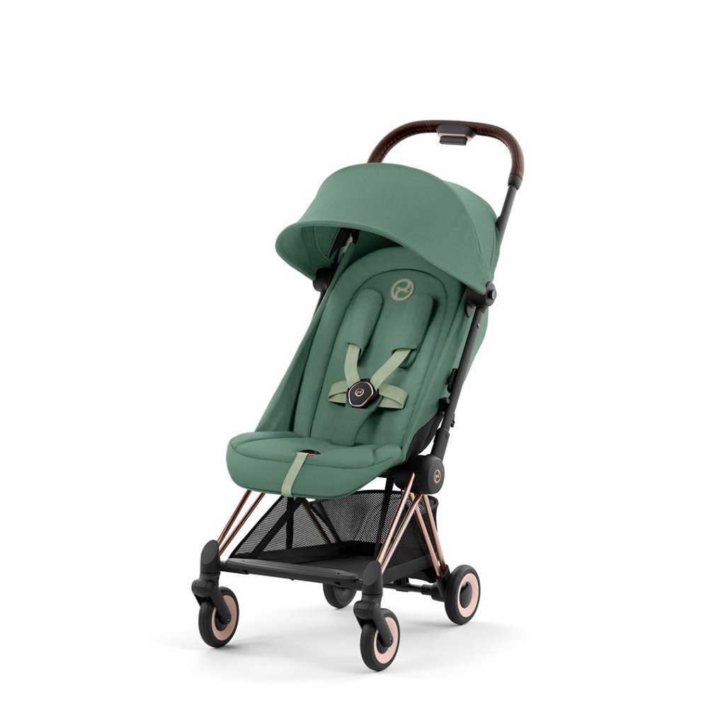 Bambinista-CYBEX-Travel-NEW CYBEX COYA Ultra-compact Pushchair with Rosegold Frame - Leaf Green