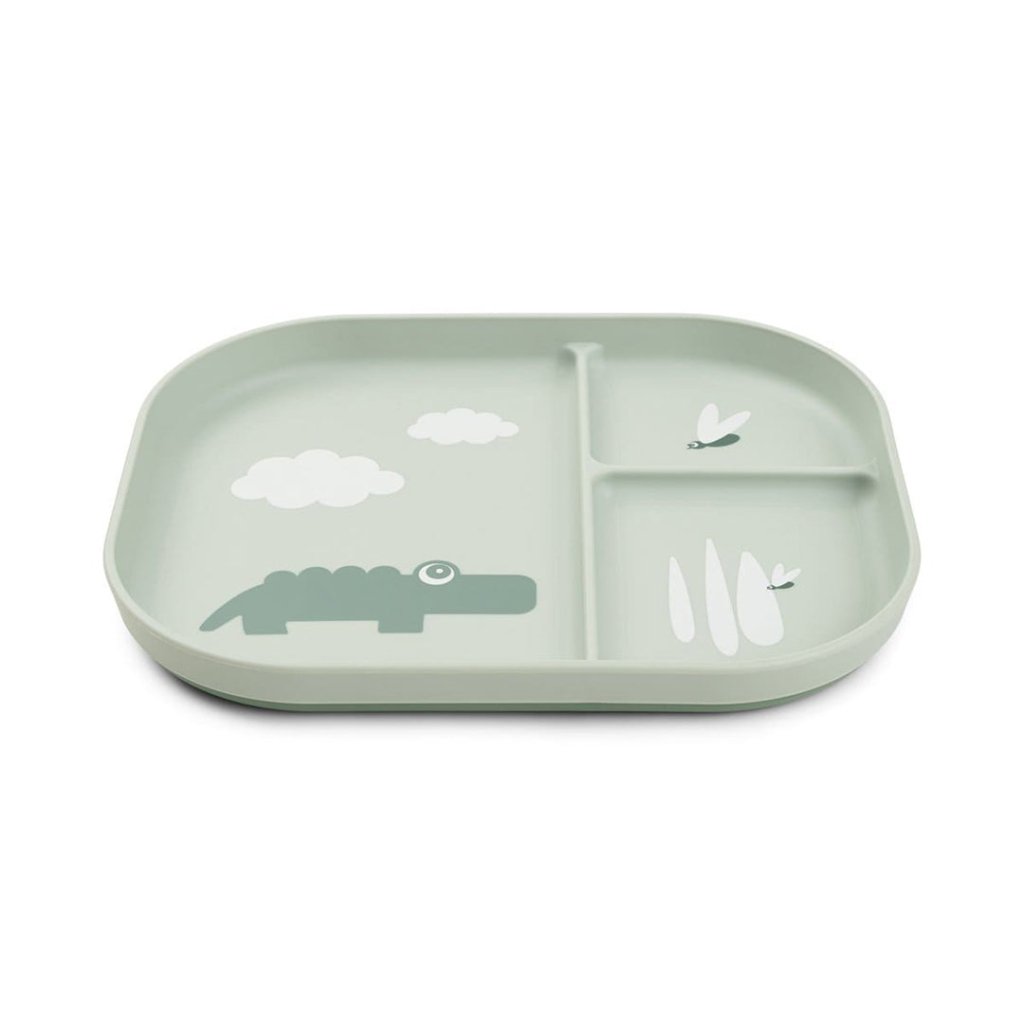 Bambinista-DONE BY DEER-Tableware-DONE BY DEER Foodie Compartment Plate Croco - Green