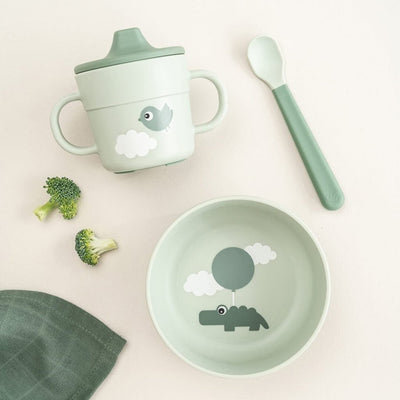 Bambinista-DONE BY DEER-Tableware-DONE BY DEER Foodie First Meal Set Happy Clouds - Green