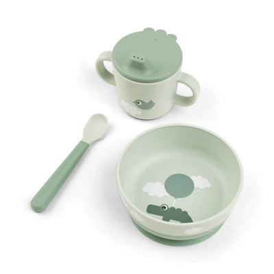 Bambinista-DONE BY DEER-Tableware-DONE BY DEER Foodie First Meal Set Happy Clouds - Green