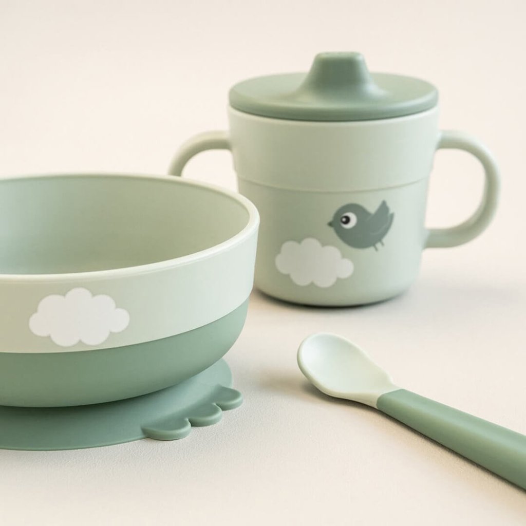 Bambinista-DONE BY DEER-Tableware-DONE BY DEER Foodie First Meal Set Happy Clouds - Green