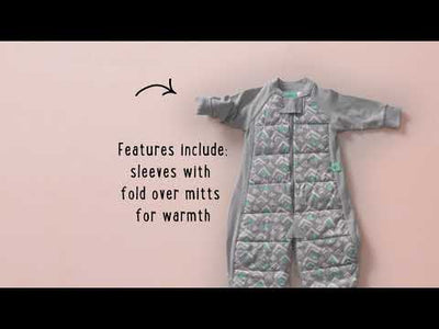 ERGOPOUCH - Organic Winter Long Sleeved 2 in 1 Sleep Suit Bag 2.5 Tog - Berries