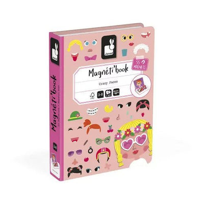 Bambinista-Janod-Toys-Janod Crazy Faces Magneti'book - 52 Magnets (Pink)