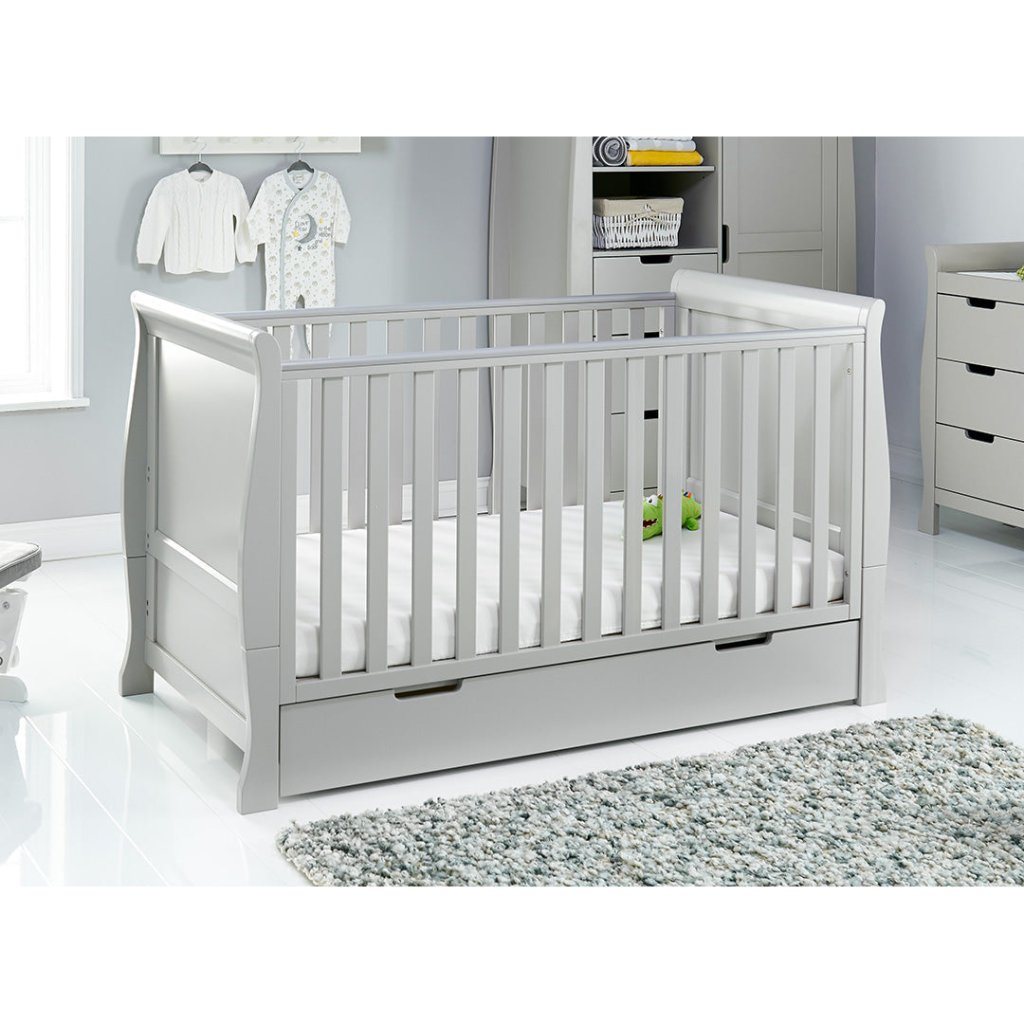 Bambinista-OBABY-Home-OBABY Stamford Classic Cot Bed & Breathable Mattress - Warm Grey