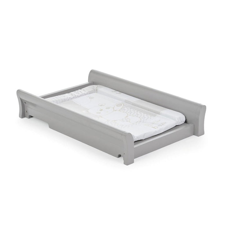 OBABY Stamford Classic Cot Bed Cot Top Changer Warm Grey Bambinista