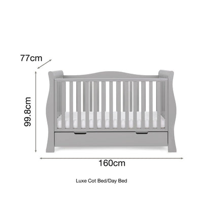 Bambinista-OBABY-Home-OBABY Stamford Luxe Sleigh Cot Bed - Warm Grey