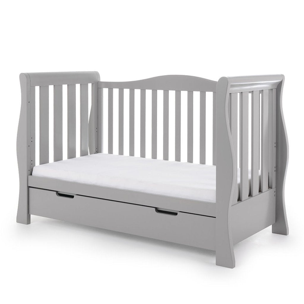 Bambinista-OBABY-Home-OBABY Stamford Luxe Sleigh Cot Bed - Warm Grey