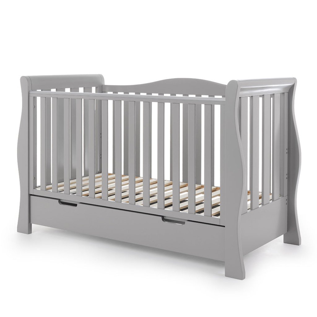 Bambinista-OBABY-Home-OBABY Stamford Luxe Sleigh Cot Bed - Warm Grey