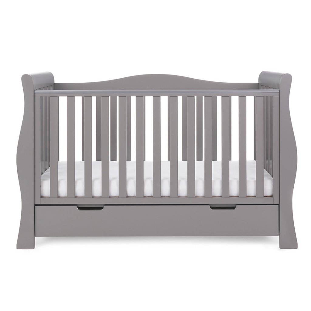 Bambinista-OBABY-Home-OBABY Stamford Luxe Sleigh Cot Bed - Warm Grey