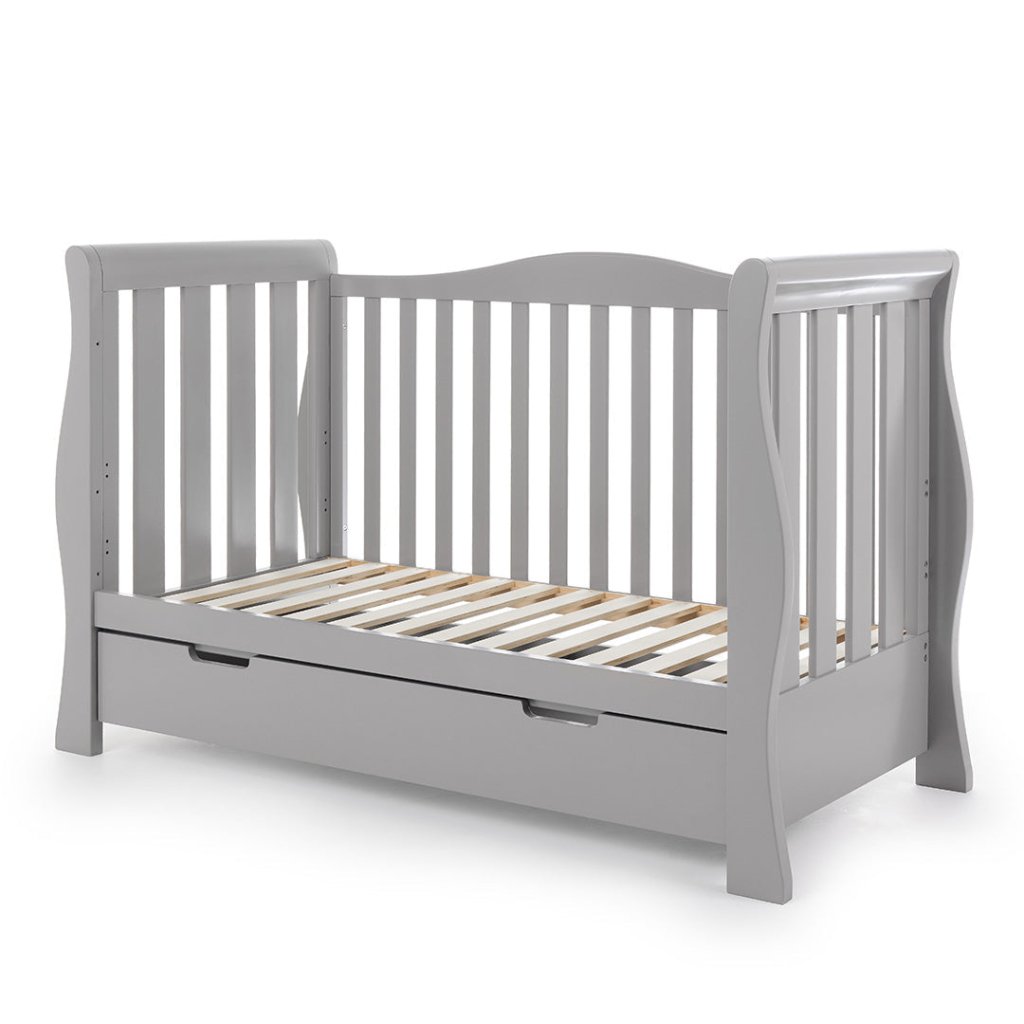 OBABY Stamford Luxe Sleigh Cot Bed Warm Grey Bambinista