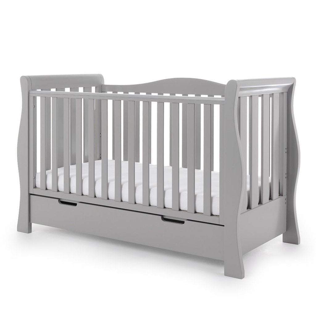 Bambinista-OBABY-Home-OBABY Stamford Luxe Sleigh Cot Bed - Warm Grey