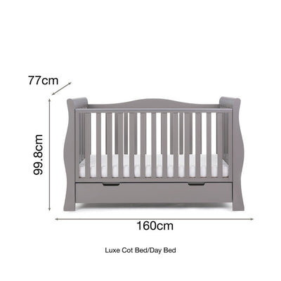 Bambinista-OBABY-Home-OBABY Stamford Luxe Sleigh Cot Bed - Warm Grey