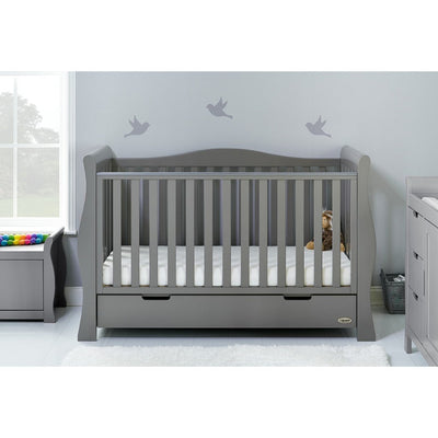 Bambinista-OBABY-Home-OBABY Stamford Luxe Sleigh Cot Bed - Warm Grey