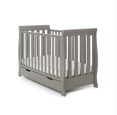 Bambinista-OBABY-Home-OBABY Stamford Mini Cot Bed & Moisture Management Mattress - Taupe Grey