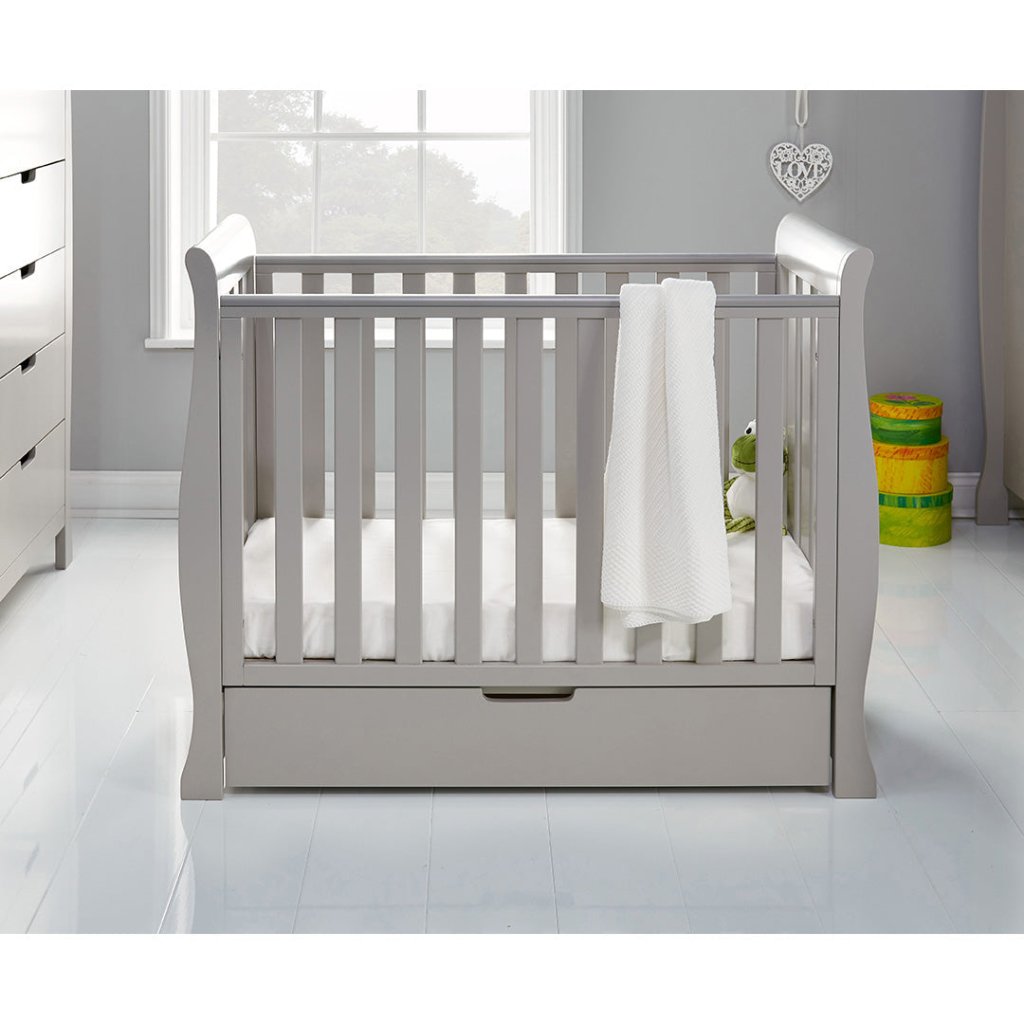 Bambinista-OBABY-Home-OBABY Stamford Space Saver Sleigh - Warm Grey