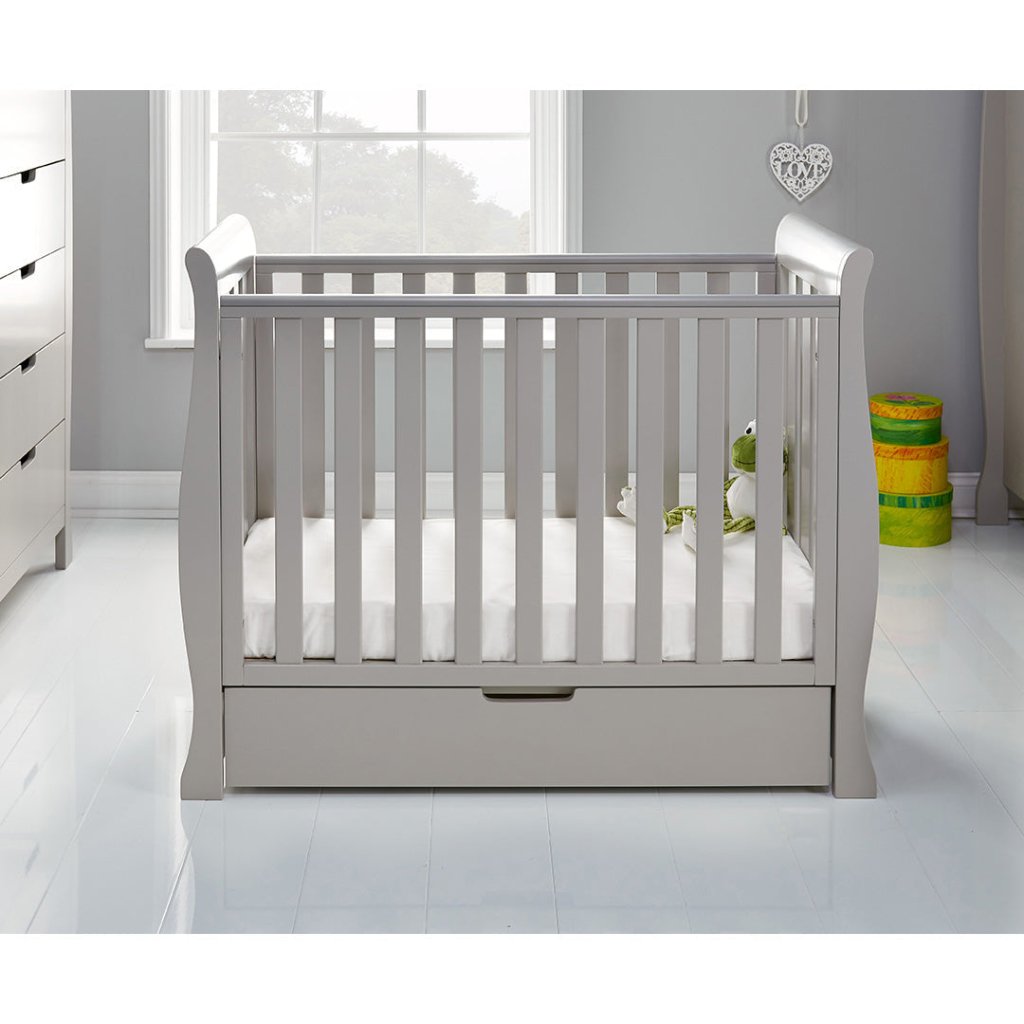 Bambinista-OBABY-Home-OBABY Stamford Space Saver Sleigh - Warm Grey