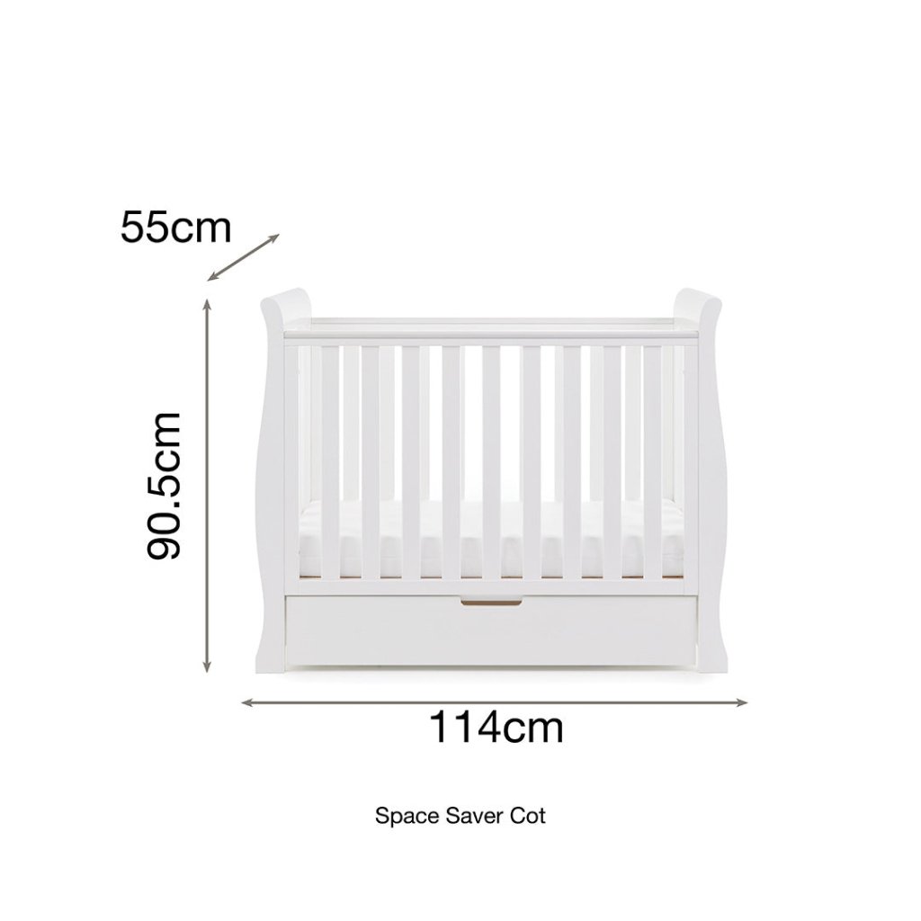 Bambinista-OBABY-Home-OBABY Stamford Space Saver Sleigh - White