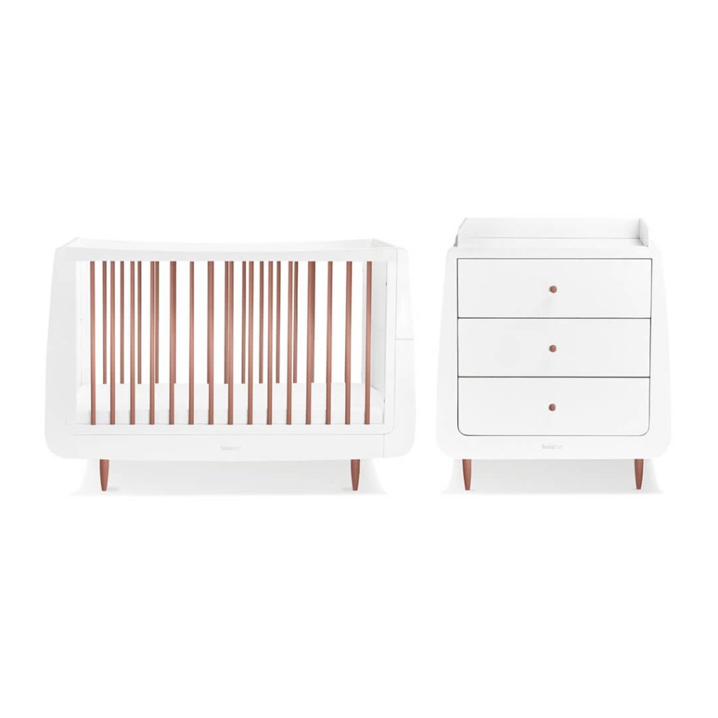 Bambinista-SNUZ-Furniture-SnuzKot Skandi 2 Piece Nursery Furniture Set - Rose Gold