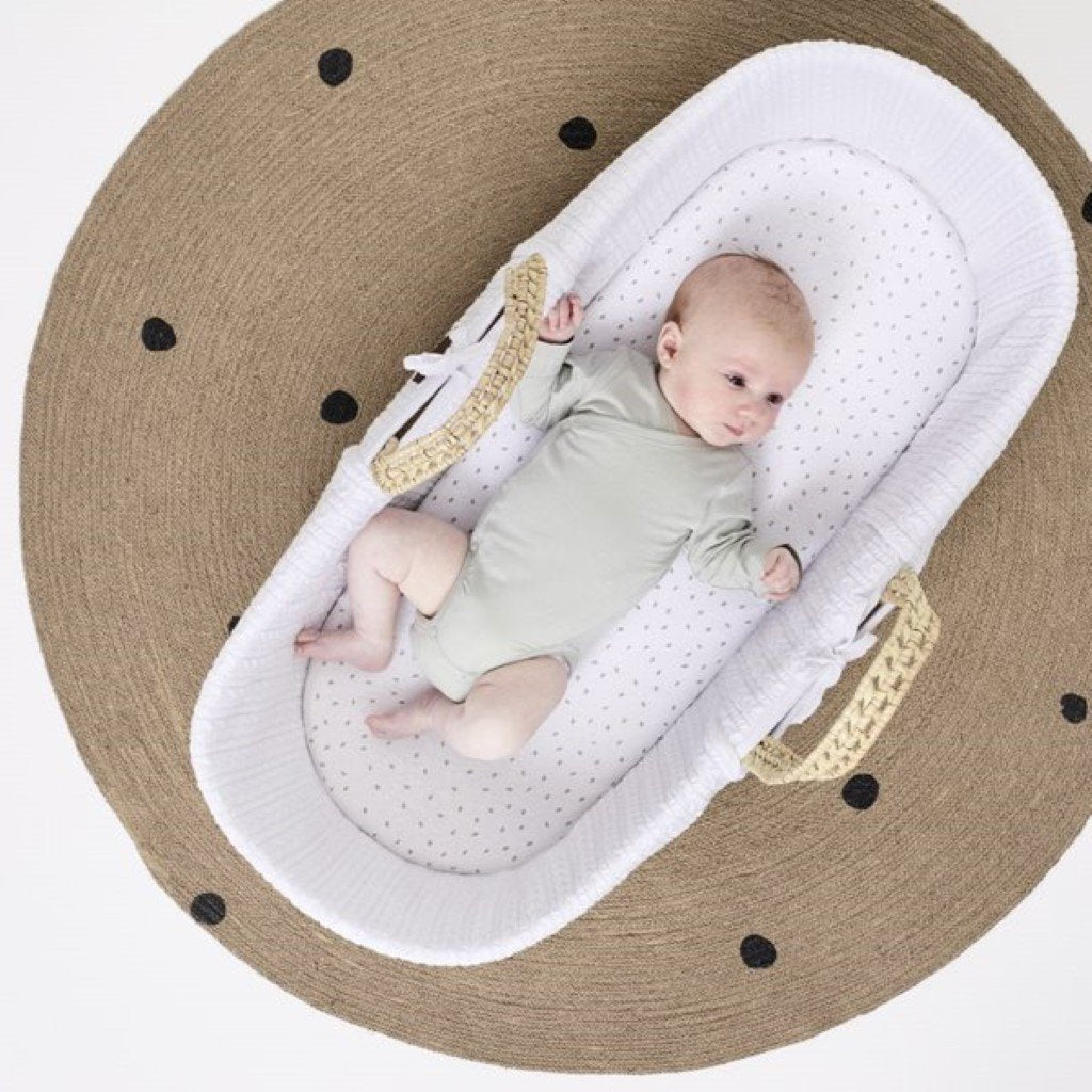 THE LITTLE GREEN SHEEP Natural Knitted Moses Basket Mattress White Bambinista