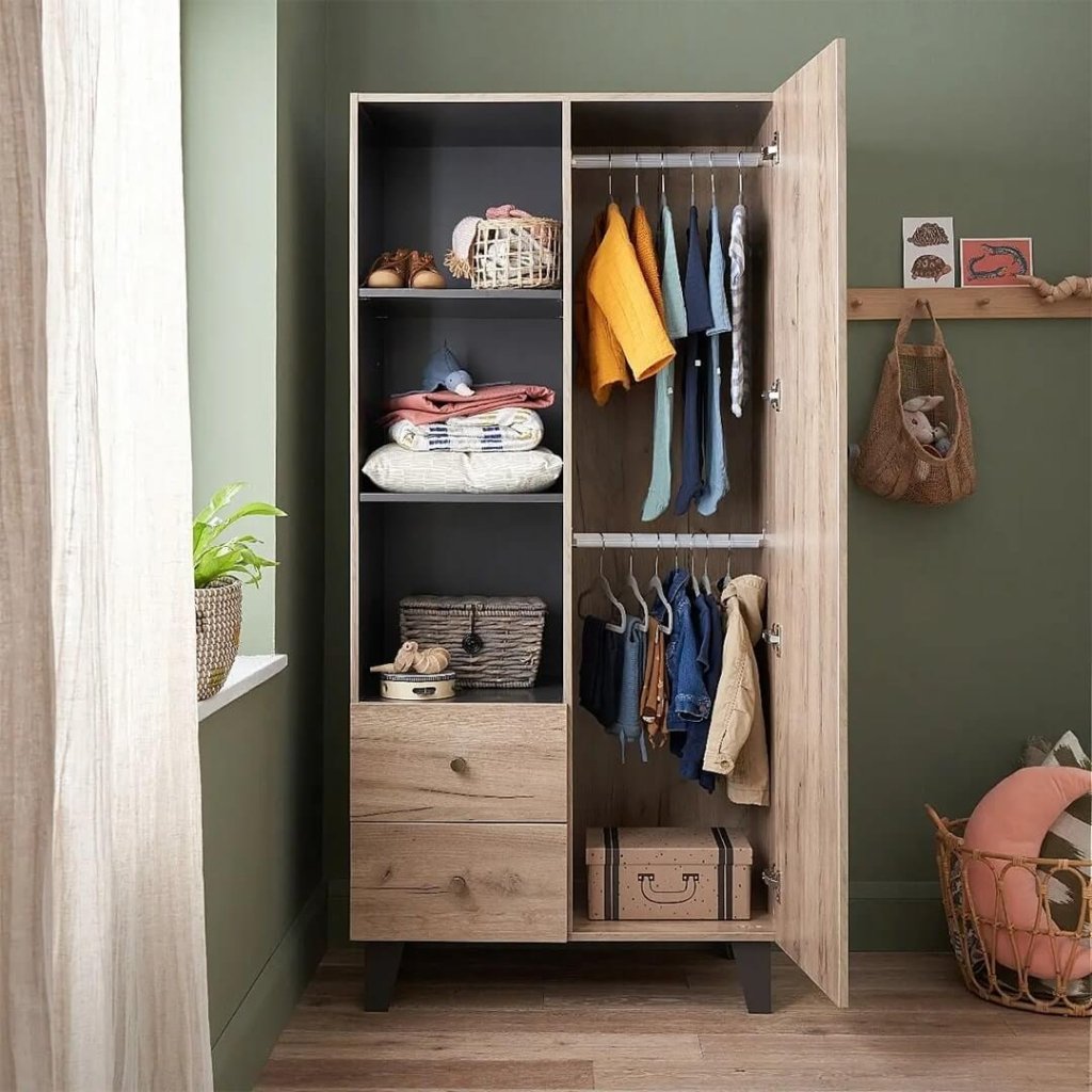 Bambinista-TUTTI BAMBINI-Travel-TUTTI BAMBINI Como Wardrobe - Distressed Oak / Slate Grey