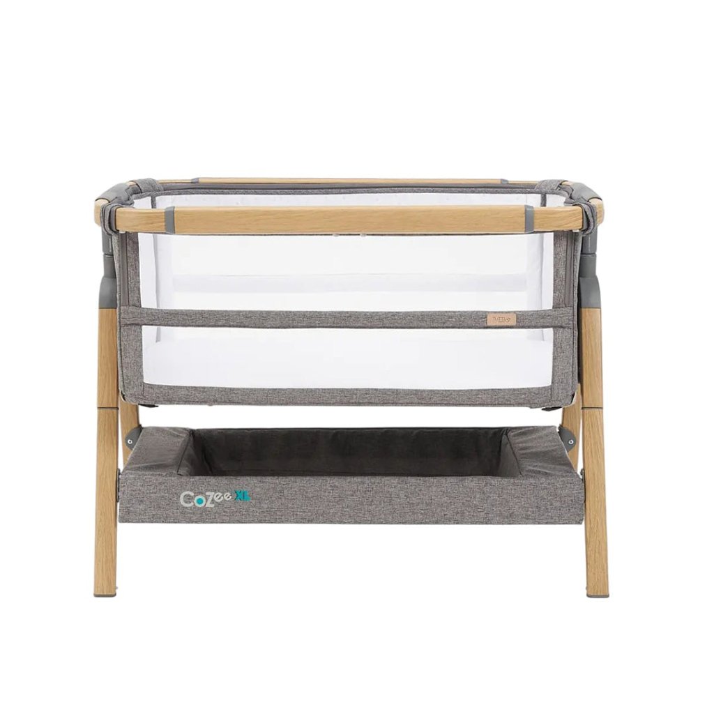 Bambinista-TUTTI BAMBINI-Travel-TUTTI BAMBINI Cozee XL Bedside Crib & Cot - Oak / Charcoal